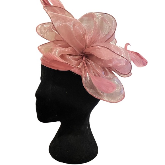 Pink Shimmer Flower Ruffle Fascinator - Picture 3 of 5